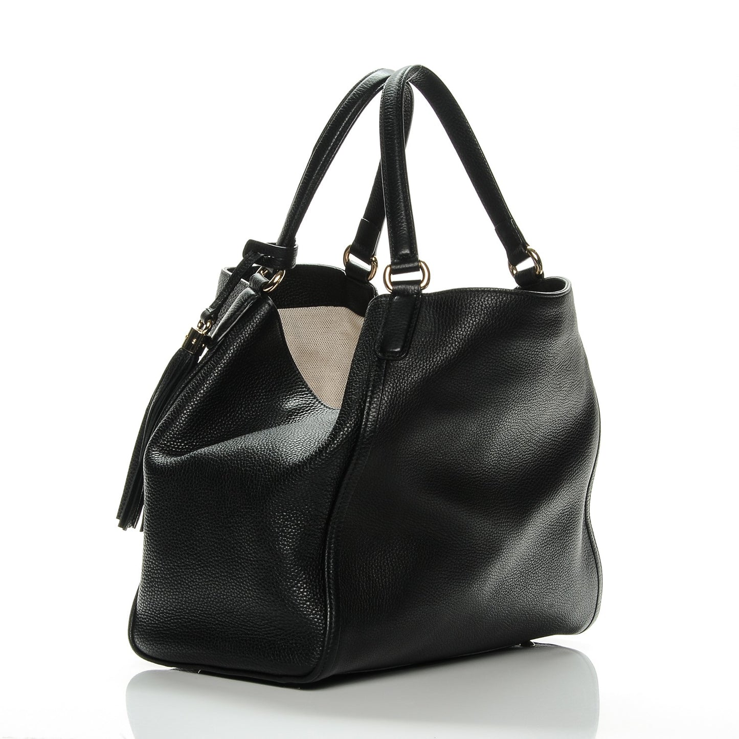 Pebbled Calfskin Medium Soho Shoulder Bag Black