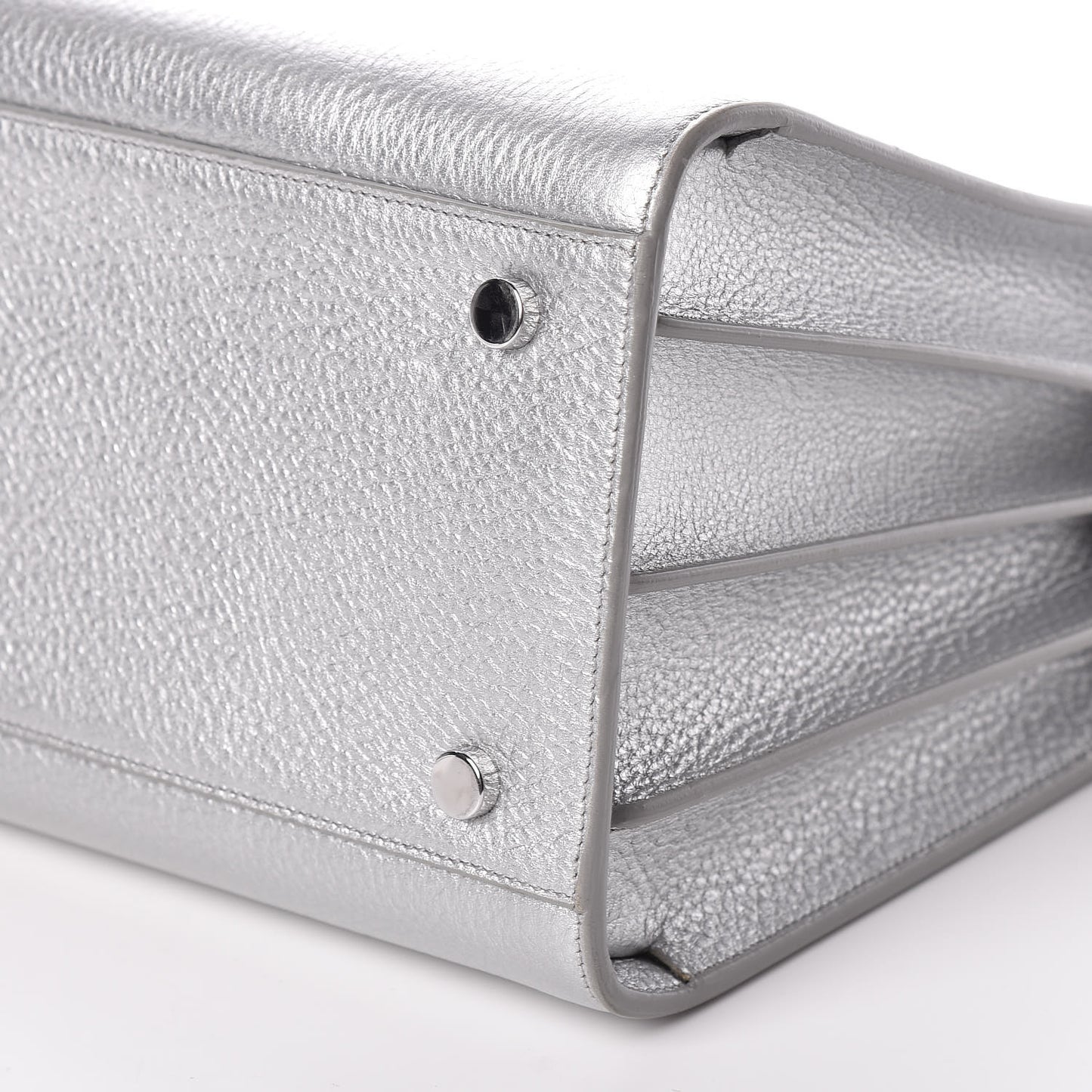 Metallic Calfskin Small Sac De Jour Silver