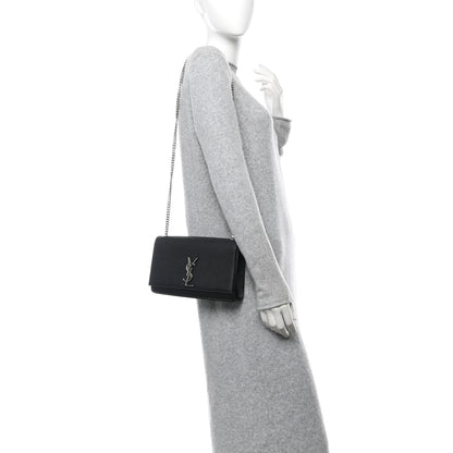 Saint Laurent Grain De Poudre Medium Classic Monogram Kate Satchel Black 2 of 12