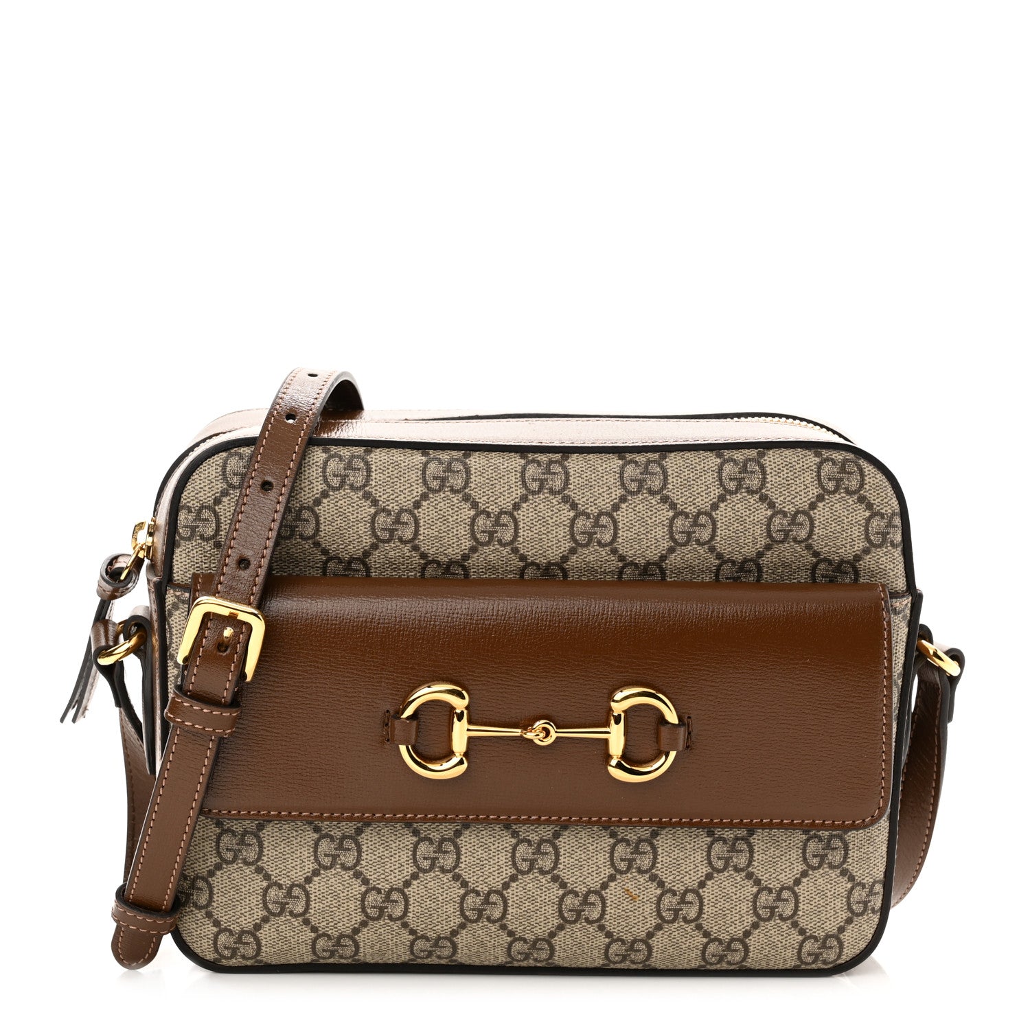 Gucci GG Supreme Monogram Small Horsebit 1955 Shoulder Bag Beige Brown Sugar 1 of 11