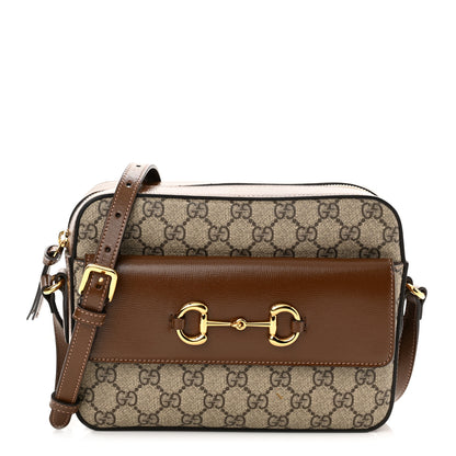 Gucci GG Supreme Monogram Small Horsebit 1955 Shoulder Bag Beige Brown Sugar 1 of 11