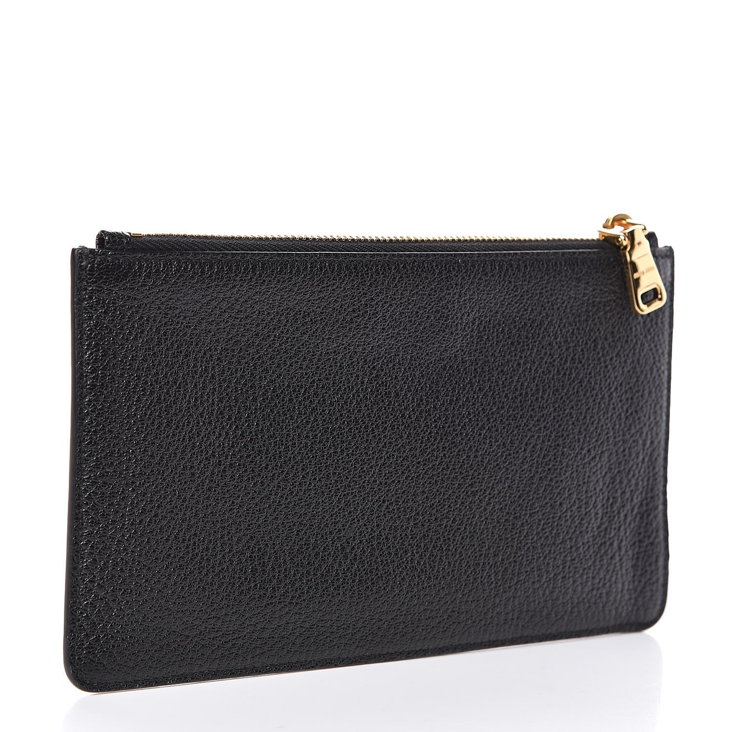 Miu Miu Goatskin Madras Blason Print Zip Envelope Black 3 of 8