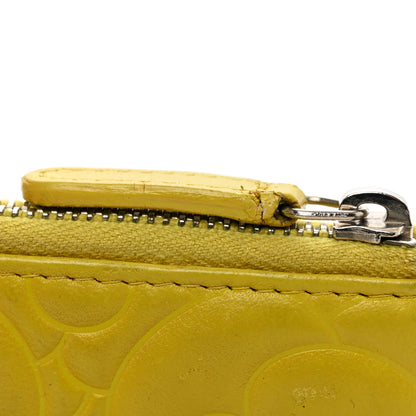 Chanel Lambskin Camellia Embossed Key Holder Case Yellow 10 of 10