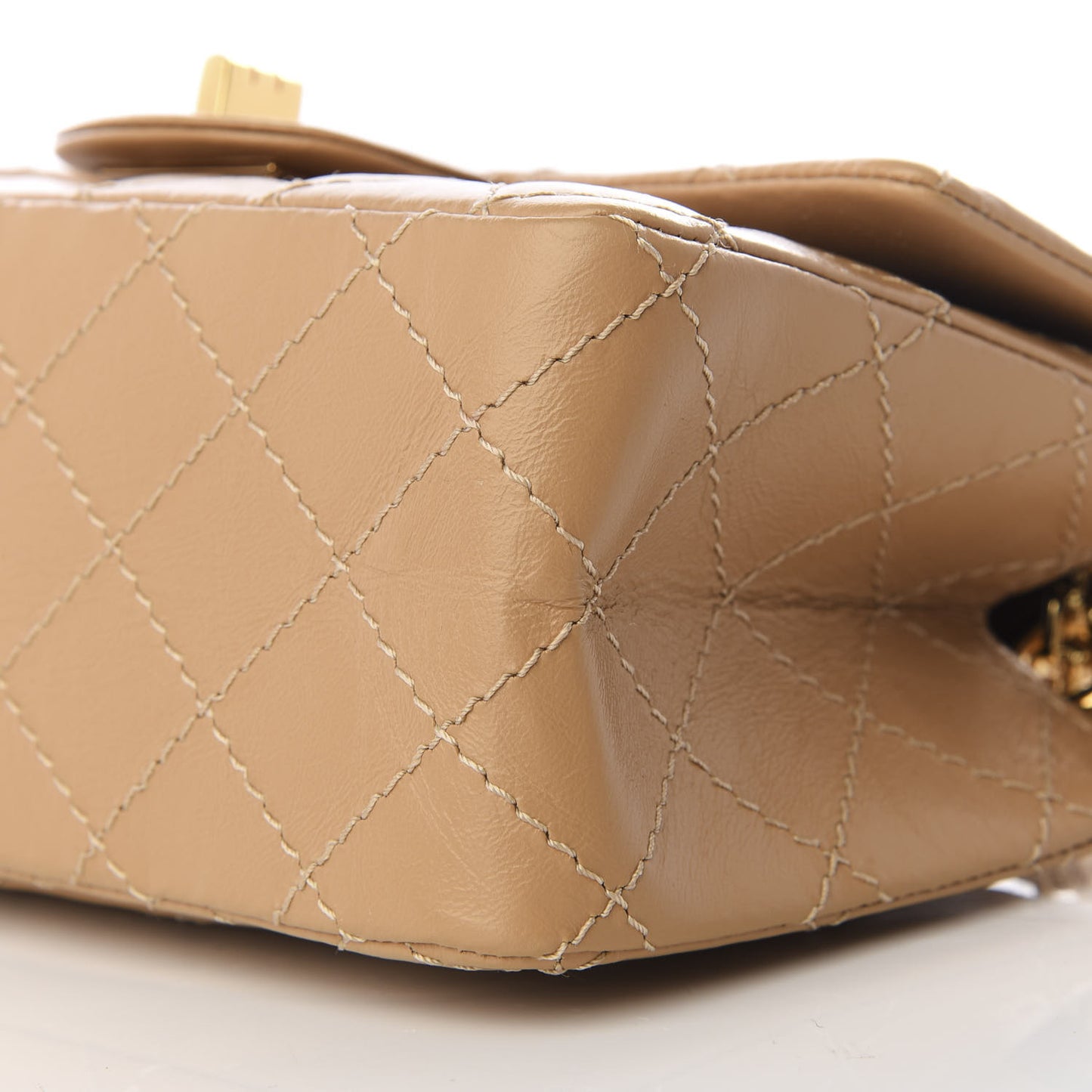 Aged Calfskin Quilted 2.55 Reissue Mini Flap Beige