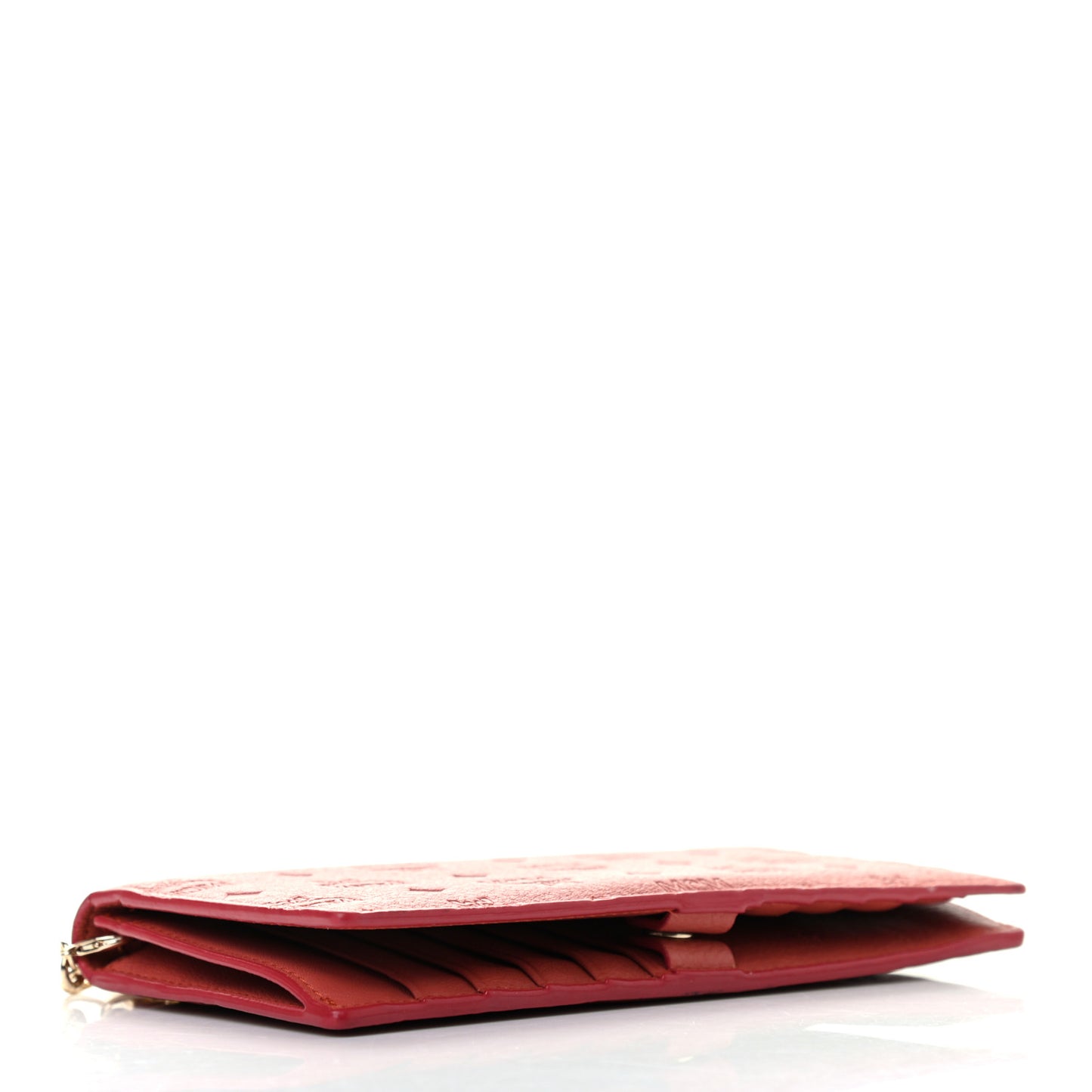 Calfskin Signature Monogram Klara Two Fold Wallet Hot Coral