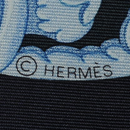 Hermes Silk Parures de Samouraïs Scarf 90 Marine Rose Bleu Glacier 6 of 7