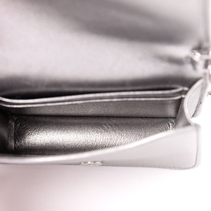 Miu Miu Nappa Matelasse Crystal Chain Card Holder Cromo 5 of 9