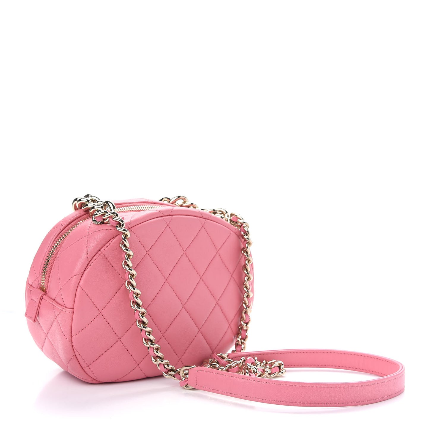 Lambskin Quilted Studded Camera Case Pink