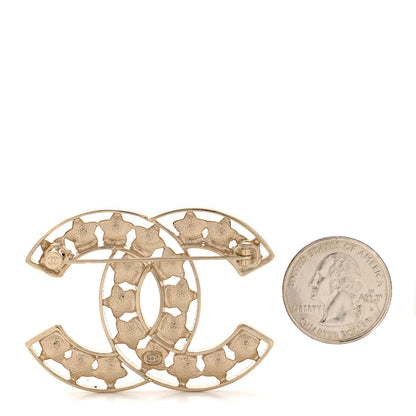 Chanel Metal Crystal CC Stars Brooch Gold Multicolor 2 of 3