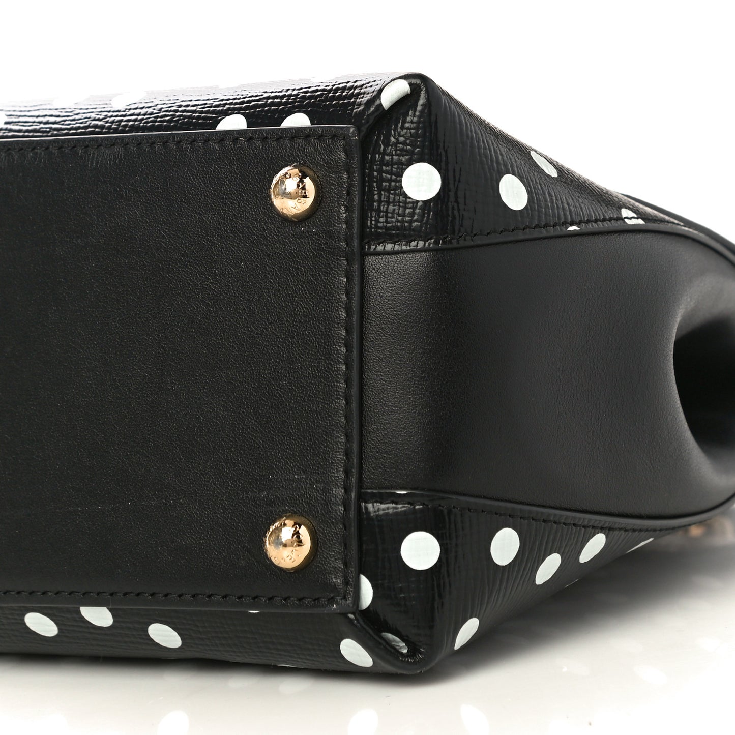 Calfskin Polka Dot Print Lucia Satchel Black