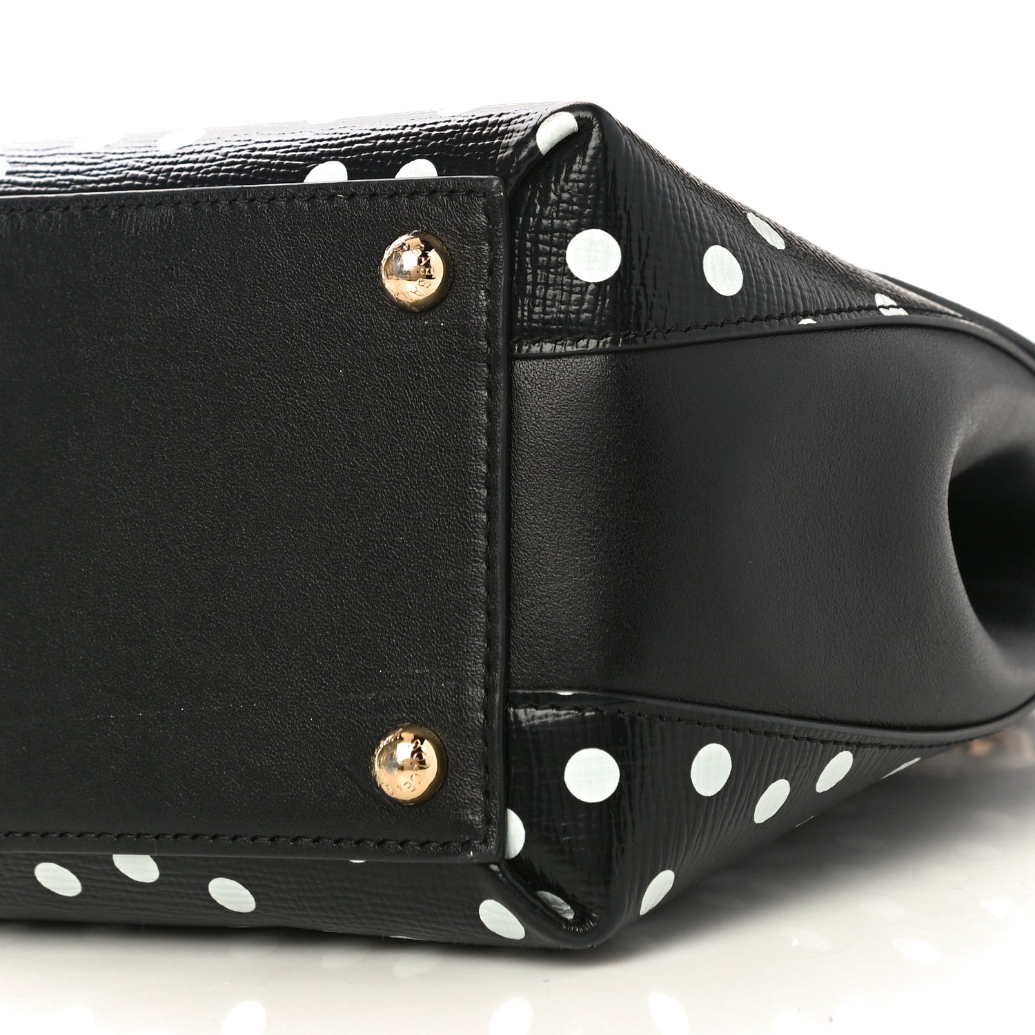 Dolce & Gabbana Calfskin Polka Dot Print Lucia Satchel Black 10 of 10