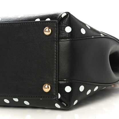 Dolce & Gabbana Calfskin Polka Dot Print Lucia Satchel Black 10 of 10