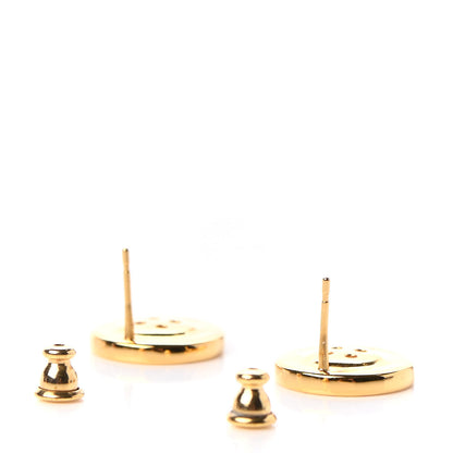 Chanel Metal Paris Button Stud Earrings Gold 3 of 5