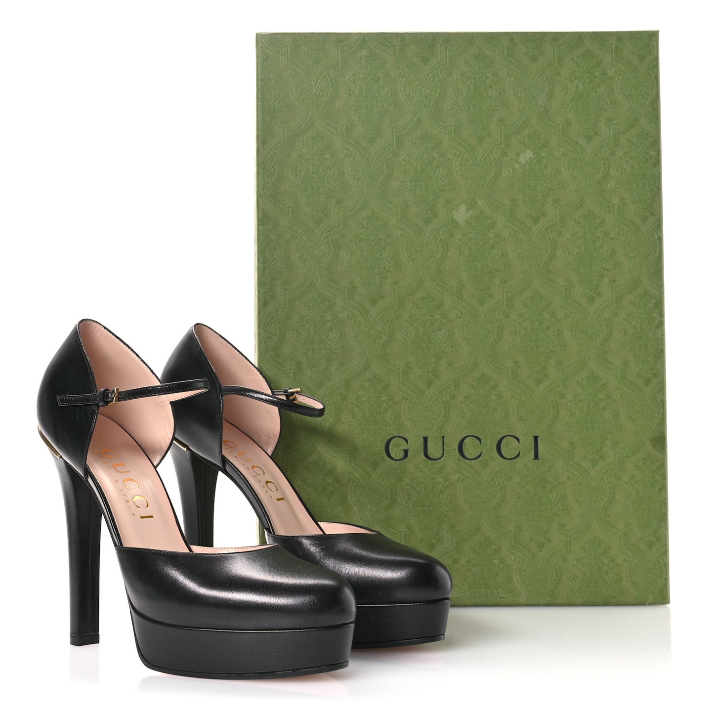 Malaga Kid Interlocking G Ankle Strap Platform Pumps 40 Black