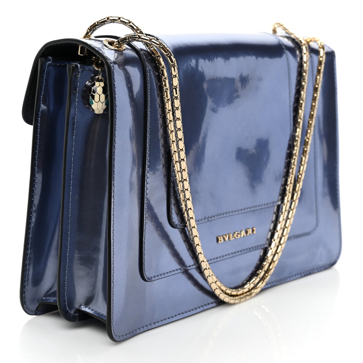 Metallic Serpenti Forever Shoulder Bag Blue