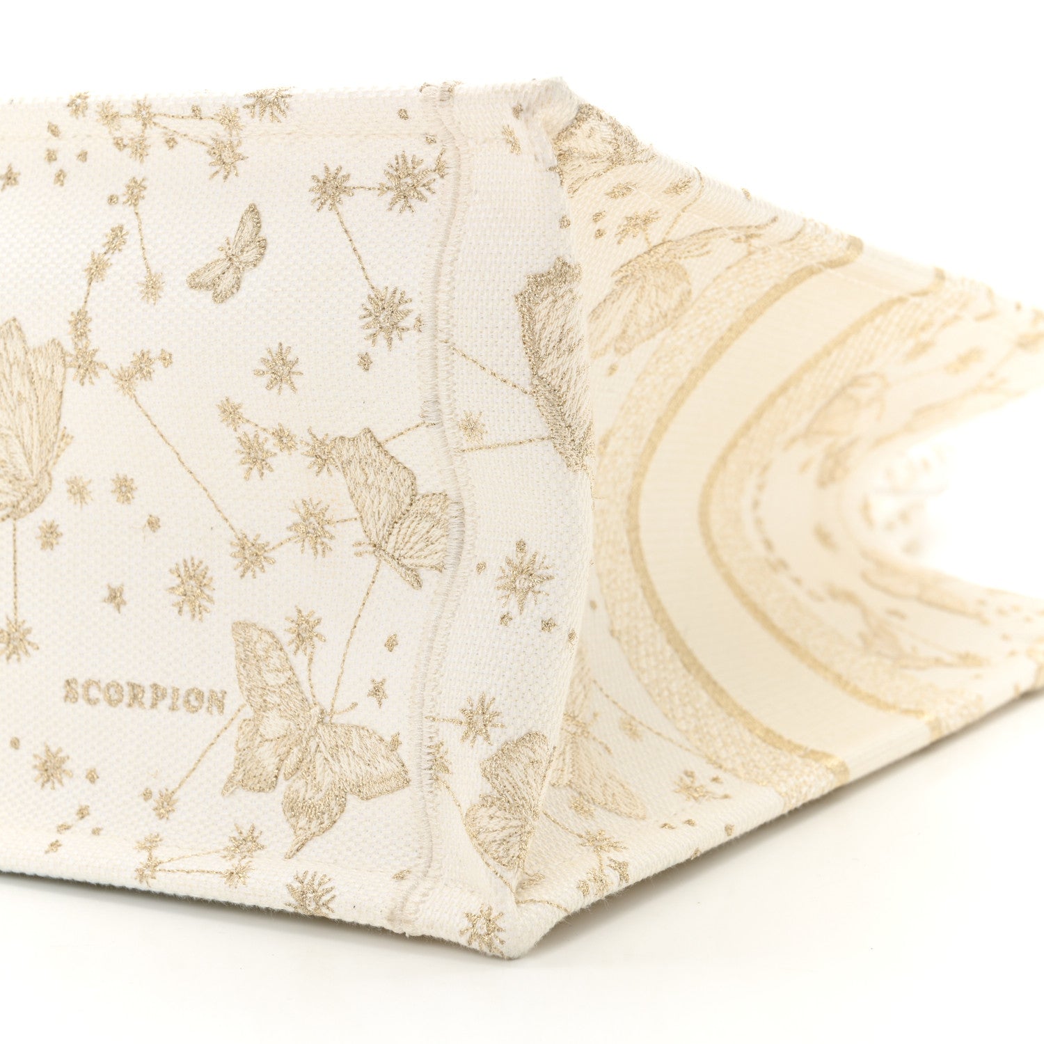 Christian Dior Canvas Embroidered Medium Butterfly Zodiac Book Tote Gold 10 of 11