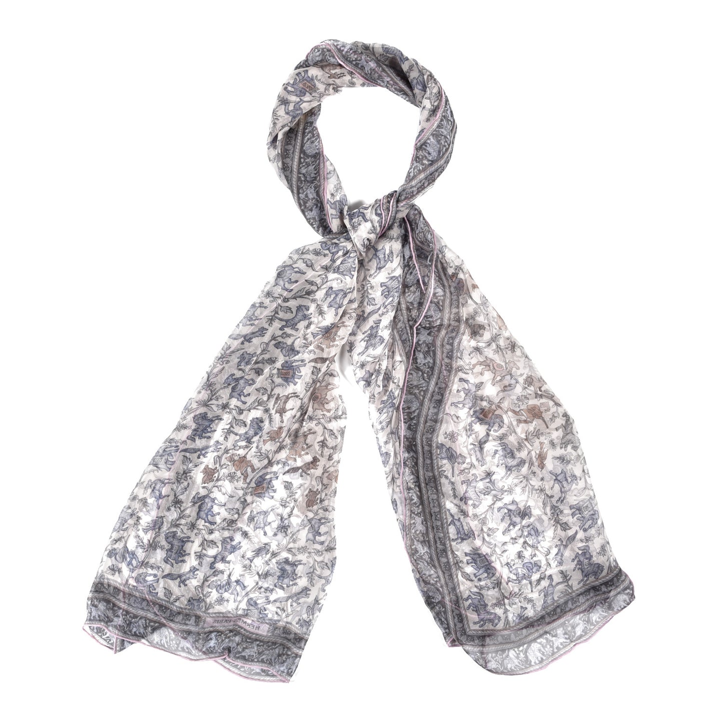 Silk Mousseline Chasse En Inde Stole Rose The Bleu Jean Mauve
