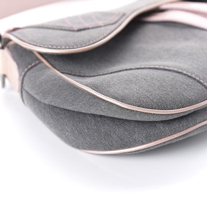 Christian Dior Patent Denim Jeans Saddle Bag Grey Pink 6 of 10
