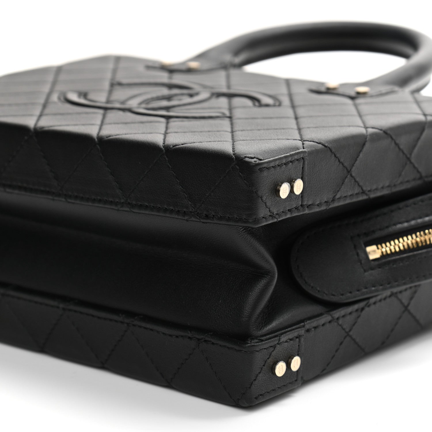 Chanel Calfskin Quilted Studded Square Vanity Case Black 9 of 10