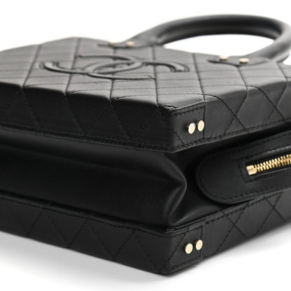 Chanel Calfskin Quilted Studded Square Vanity Case Black 9 of 10