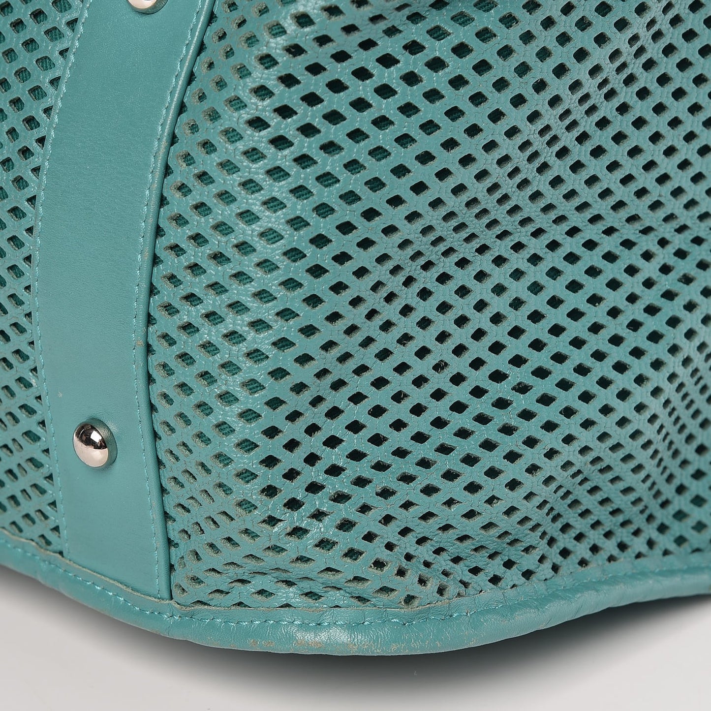 Calfskin Perforated Up In The Air Tote Green