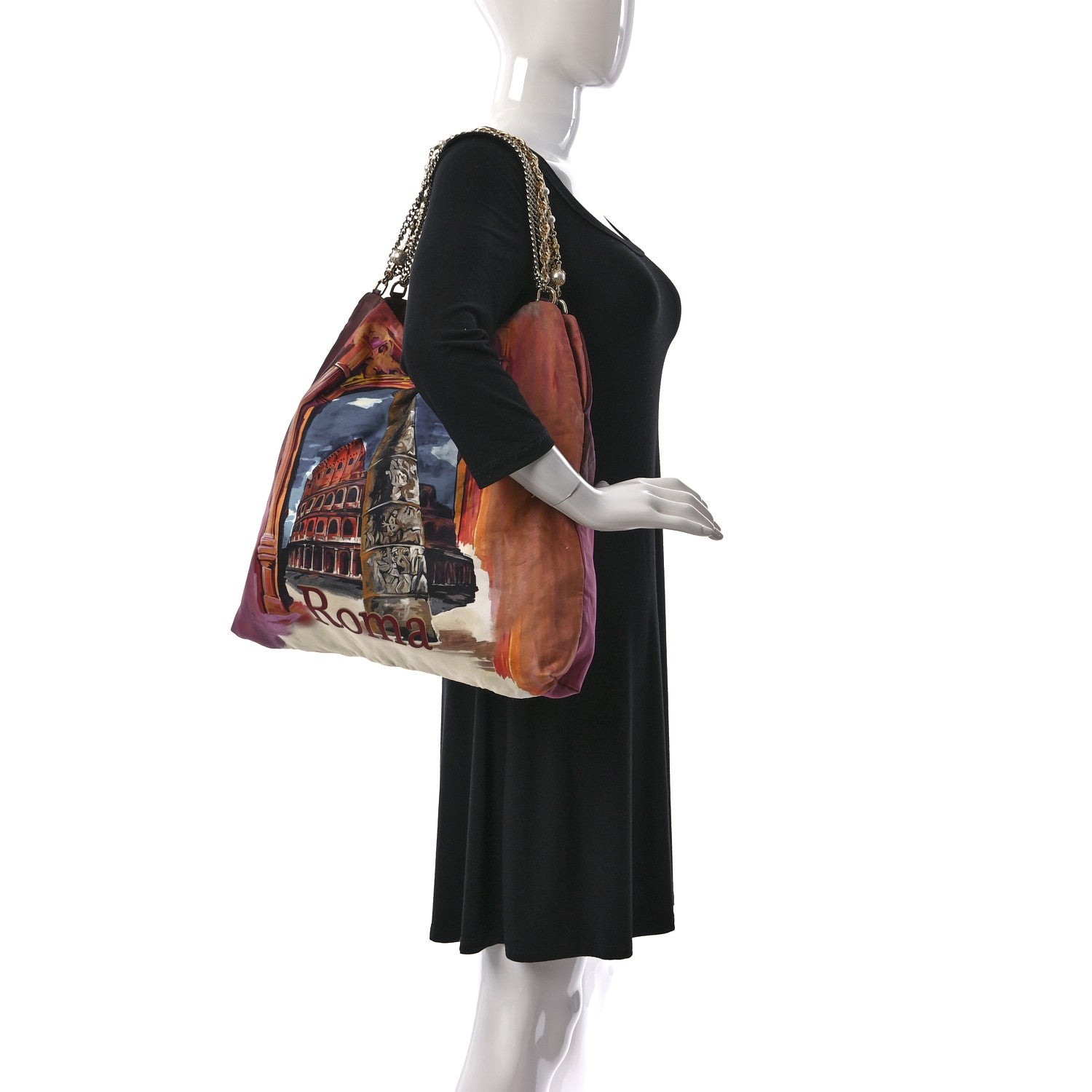 Dolce & Gabbana Silk Roma Printed Anita Tote Blue Multicolor 2 of 8