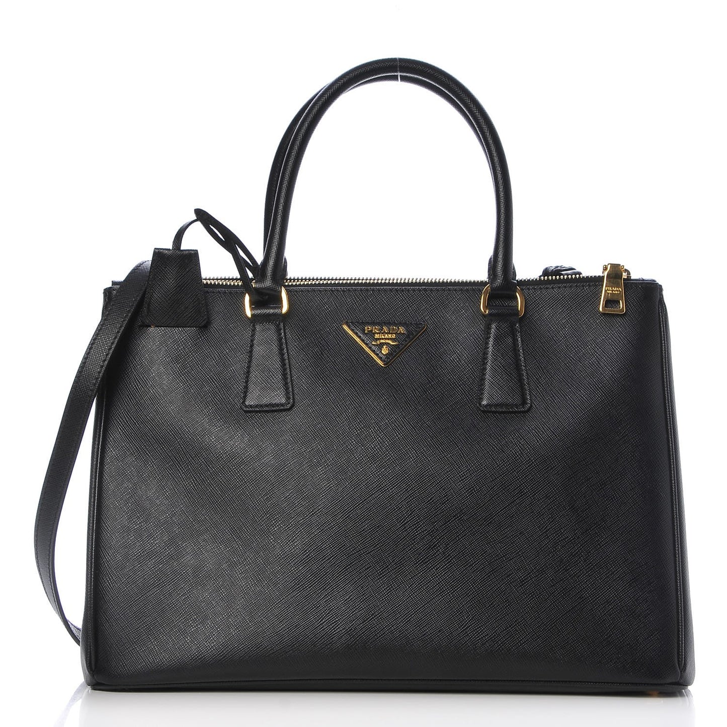 Saffiano Medium Galleria Double Zip Tote Black