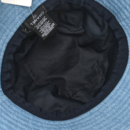 Chanel Denim Sequin Cloche Logo Bucket Hat L Blue 6 of 7