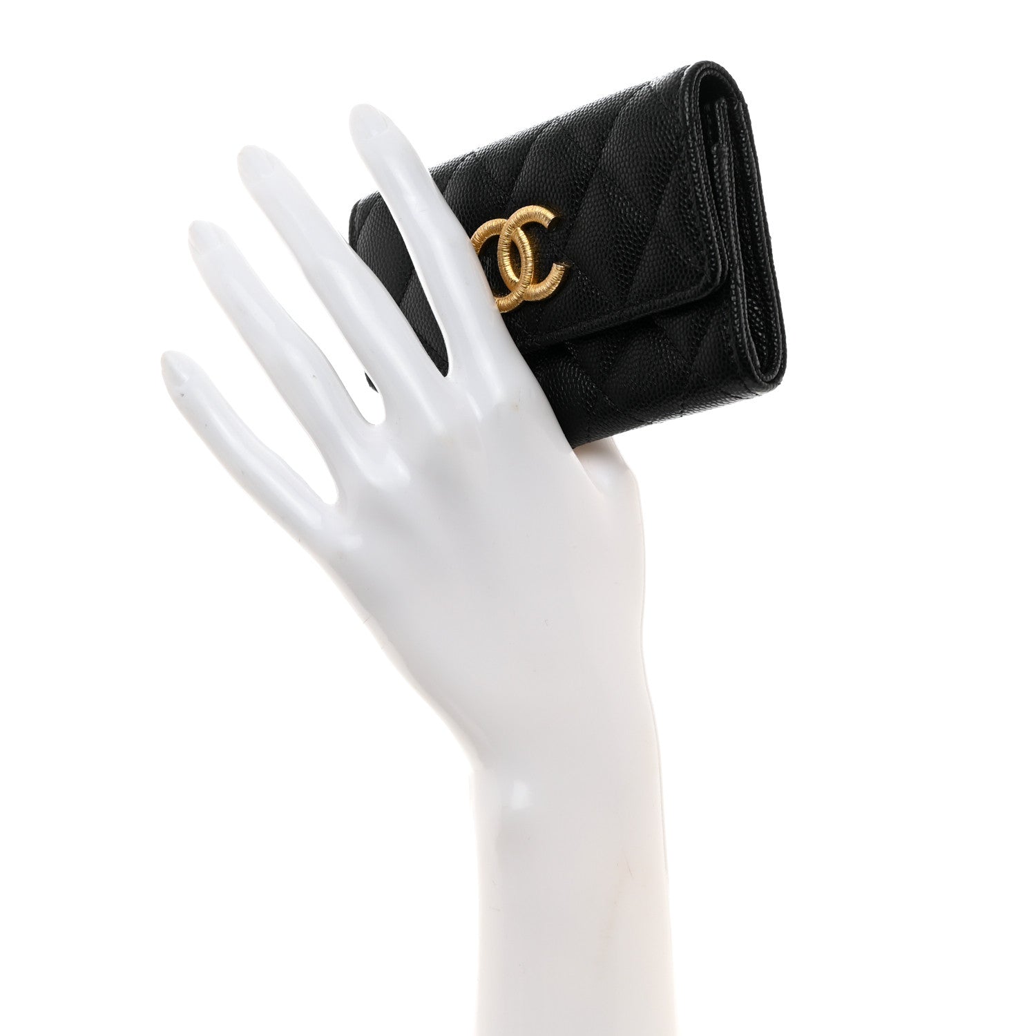 Chanel Caviar Quilted Textured CC Flap Card Holder Black 2 of 9