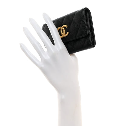 Chanel Caviar Quilted Textured CC Flap Card Holder Black 2 of 9