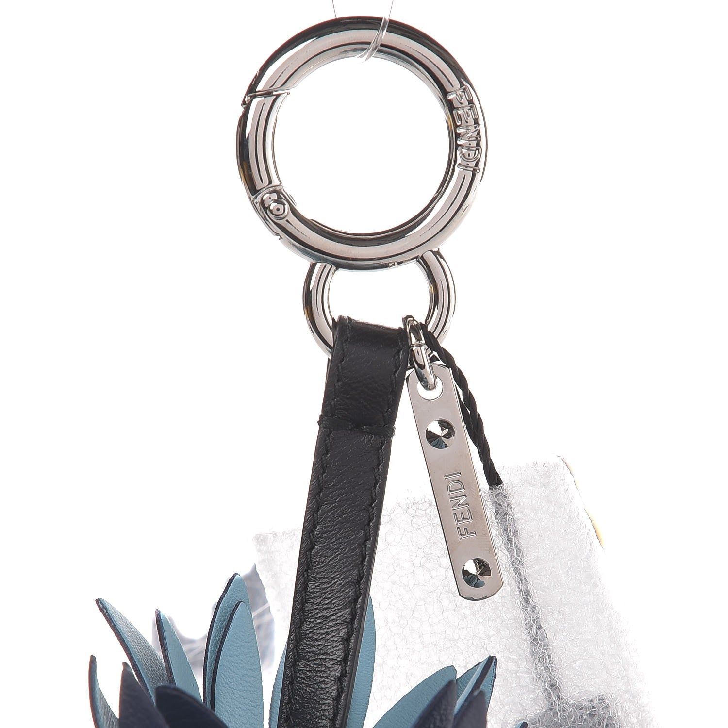 Fendi Fox Rabbit Fur Nappa Pineapple Bag Charm Bordeaux Turchese Pallido Multicolor 3 of 5
