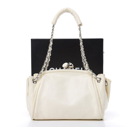 Chanel Lambskin CC Kiss Lock Accordion Bag White 16 of 16