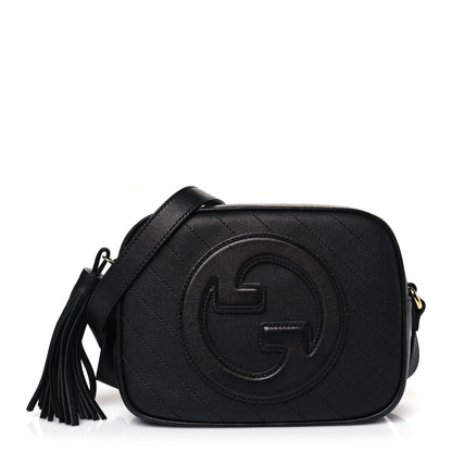 Gucci Sakai Be Green Calfskin Diagonal Stitched Small Blondie Shoulder Bag Black 1 of 8