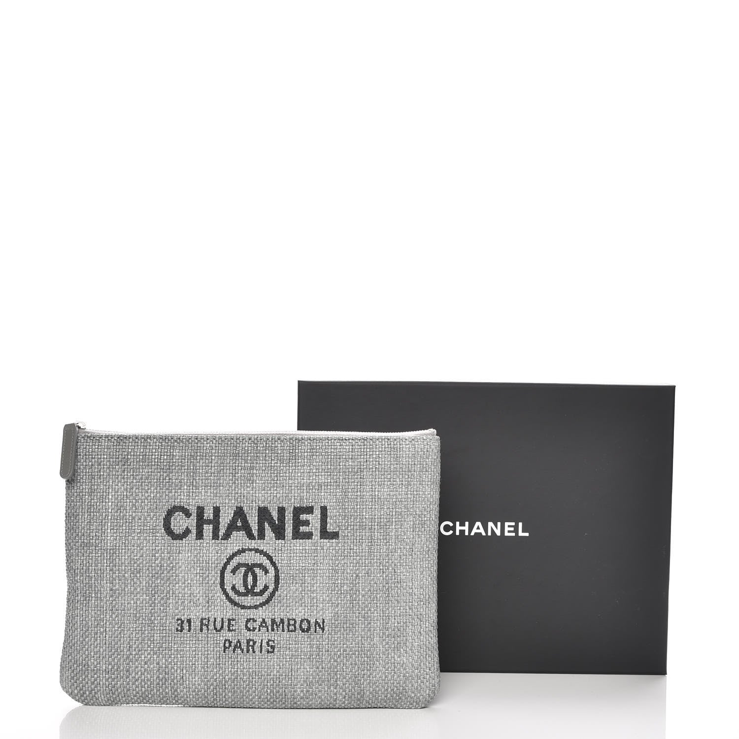 Chanel Canvas Large Deauville Pouch Grey 7 of 7