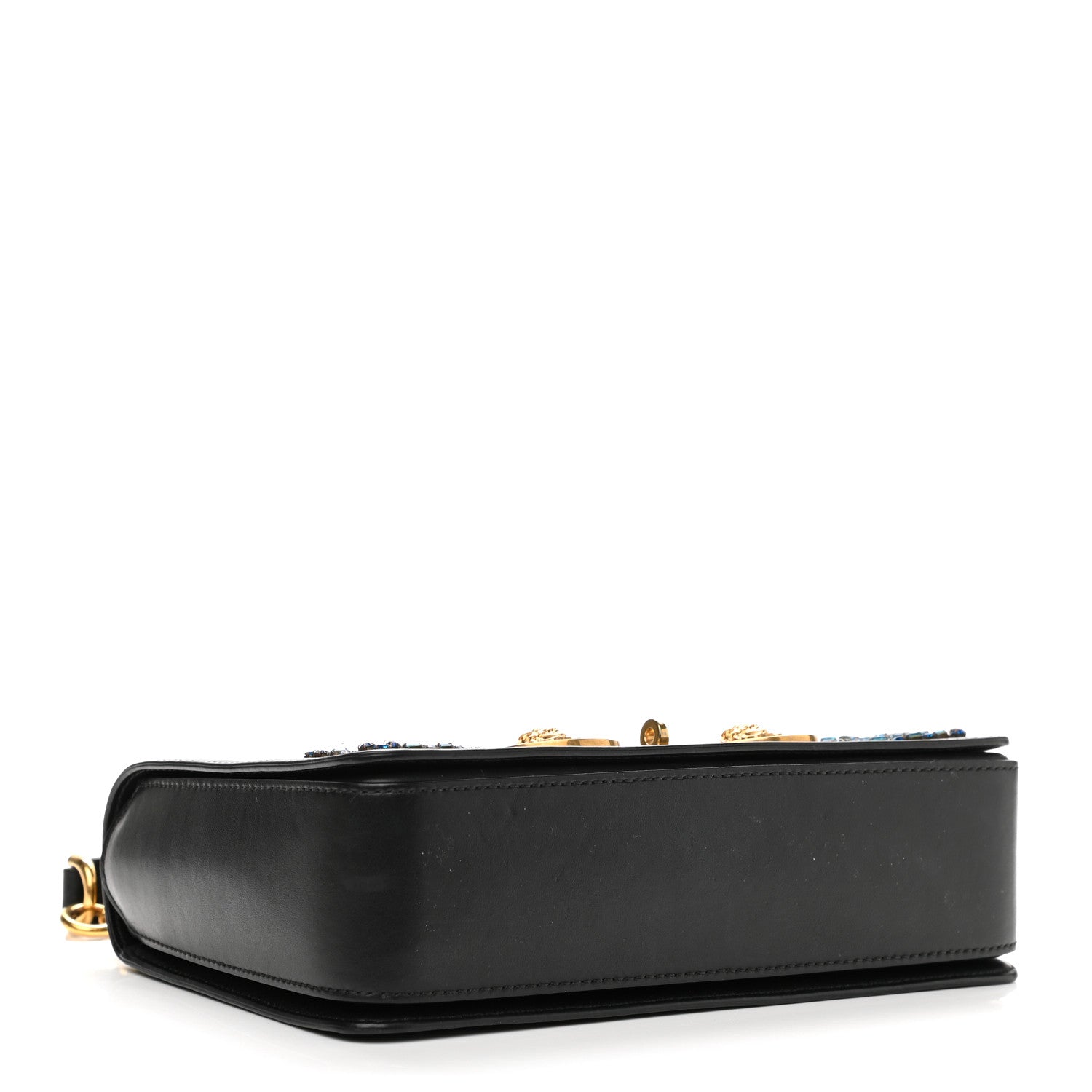 Versace Nappa Crystal Embroidered Medium Icon Flap Black 4 of 14