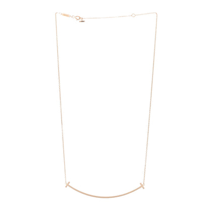 Tiffany 18K Rose Gold Large T Smile Pendant Necklace 3 of 6
