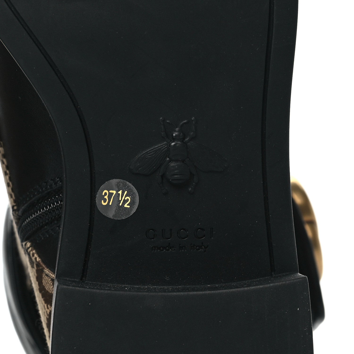 Gucci Flores Calfskin Monogram Maxi GG Nappa Matelasse Double G 40mm Ankle Boots 37.5 Black Camel Ebony 6 of 9