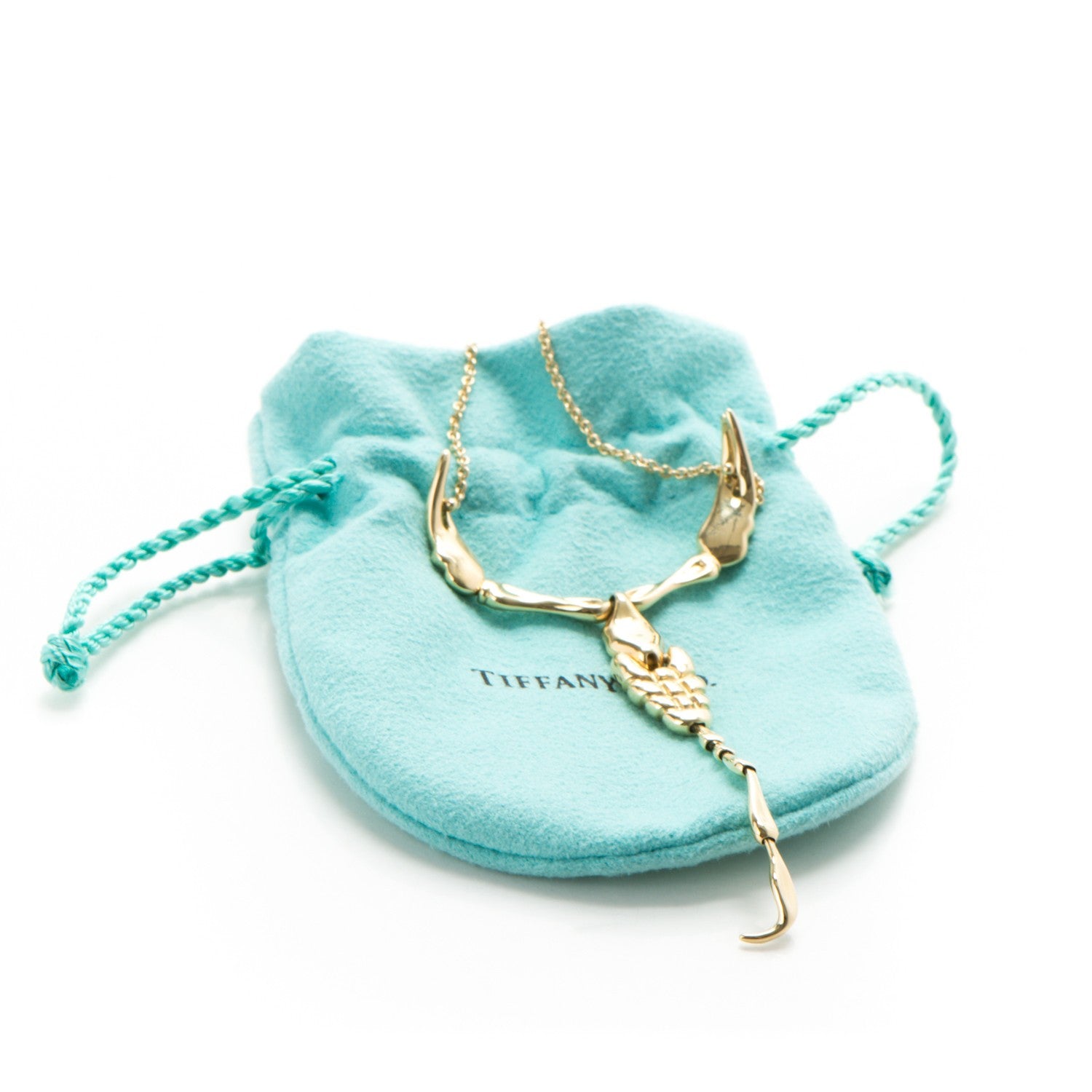 Tiffany 18K Yellow Gold Elsa Peretti Scorpion Pendant Necklace 5 of 5