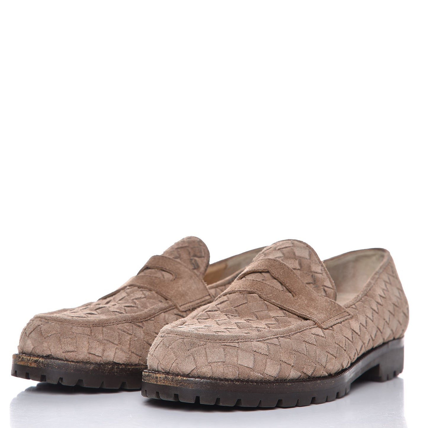 BOTTEGA Suede Intrecciato Penny Loafers 8.5