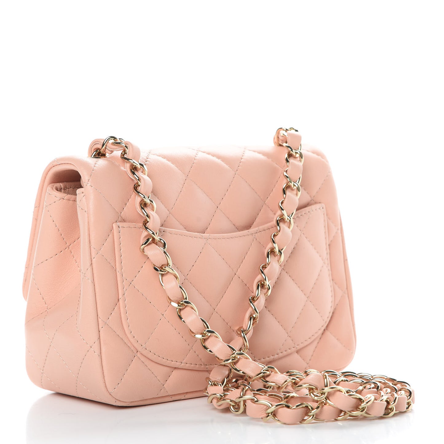 Lambskin Quilted Mini Square Flap Light Pink