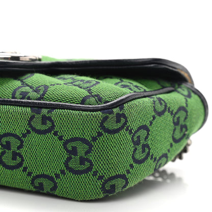 Gucci Monogram Multicolor Matelasse Diagonal Super Mini GG Marmont Shoulder Bag Green Blue 10 of 13