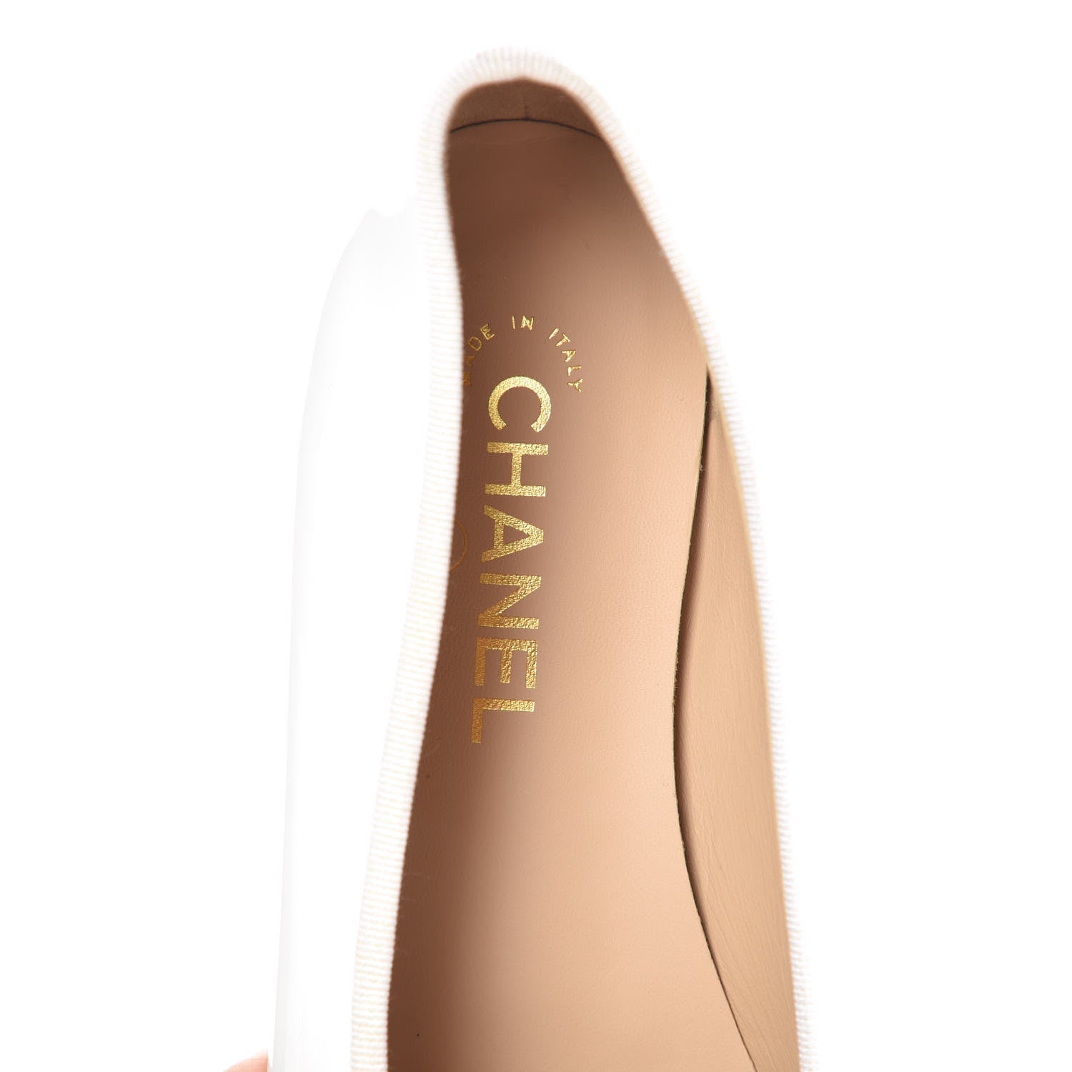 Chanel Patent CC Cap Toe Ballerina Flats 39.5 White 7 of 9