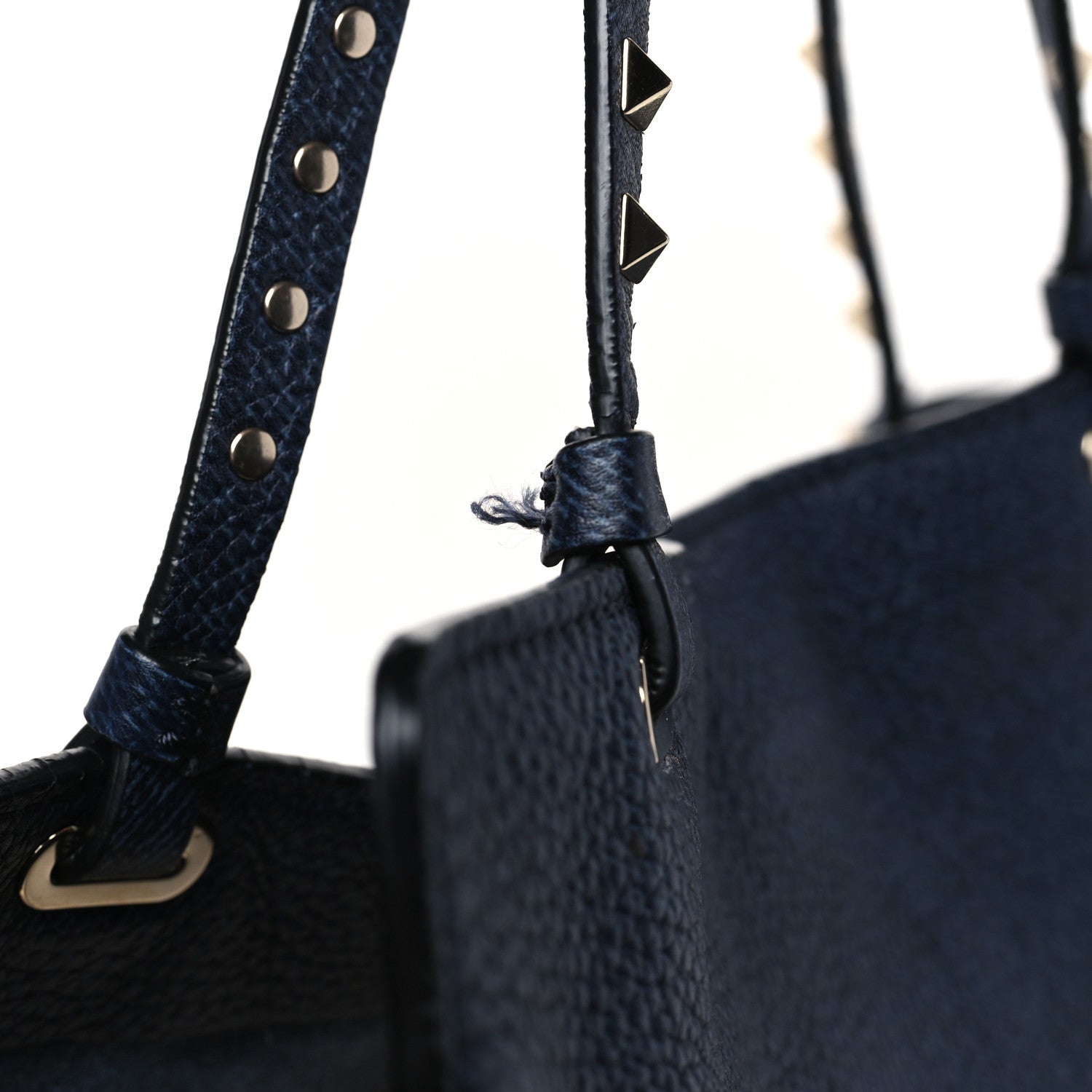 Valentino Garavani Pebbled Calfskin Medium Rockstud Tote Deep Denim 9 of 9