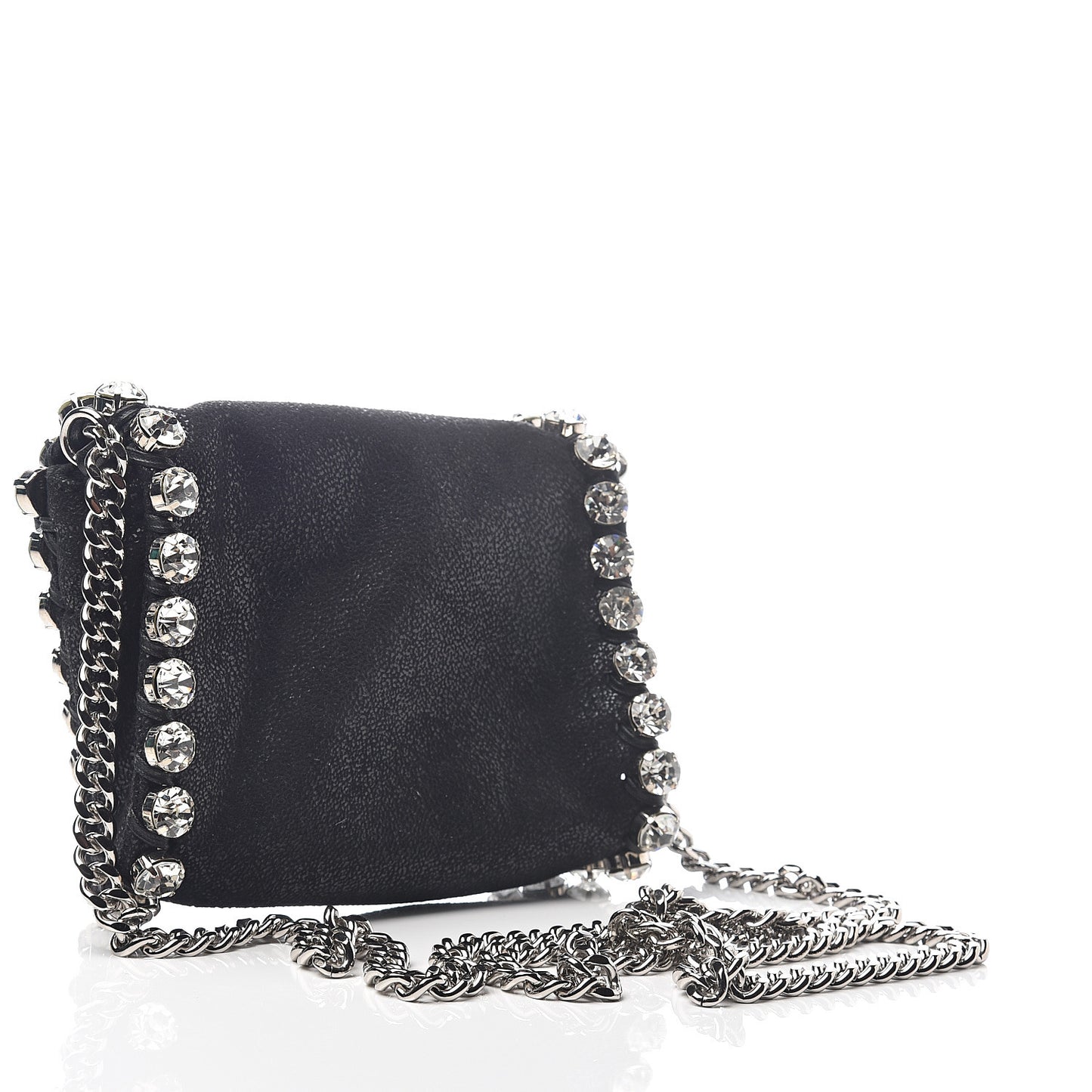 Shaggy Deer Tiny Fold Over Falabella Crystal Crossbody Black