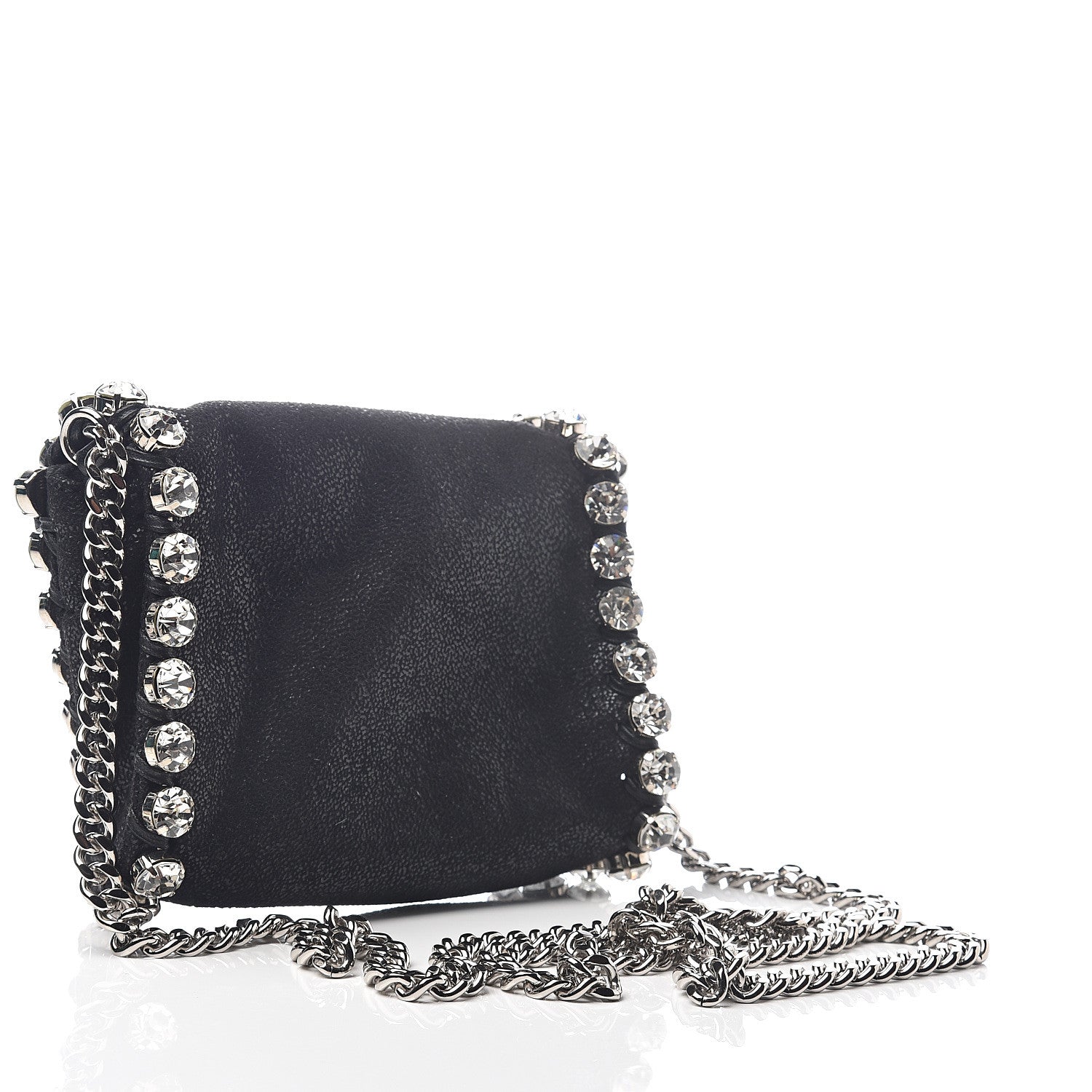 Stella McCartney Shaggy Deer Tiny Fold Over Falabella Crystal Crossbody Black 2 of 8
