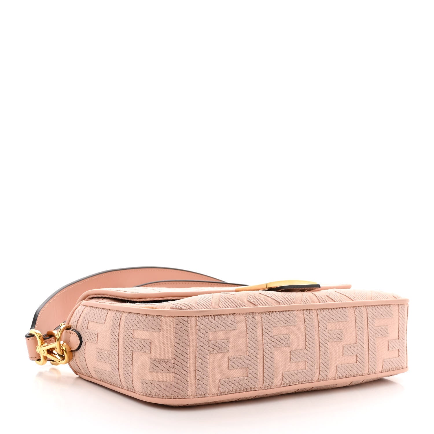 Fendi Canvas Vitello King Extra Strap FF Embroidered Baguette Baby Pink 4 of 10