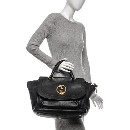 Gucci Pebbled Calfskin Medium 1973 Top Handle Satchel Black 2 of 8