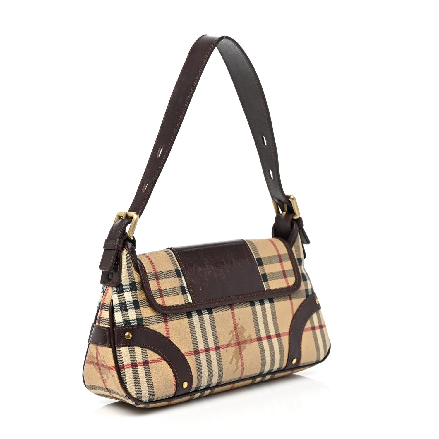 バッグ Burberry archive leather shoulder bag Burberry Haymarket Check Buckle Shoulder Bag Chocolate 1163070