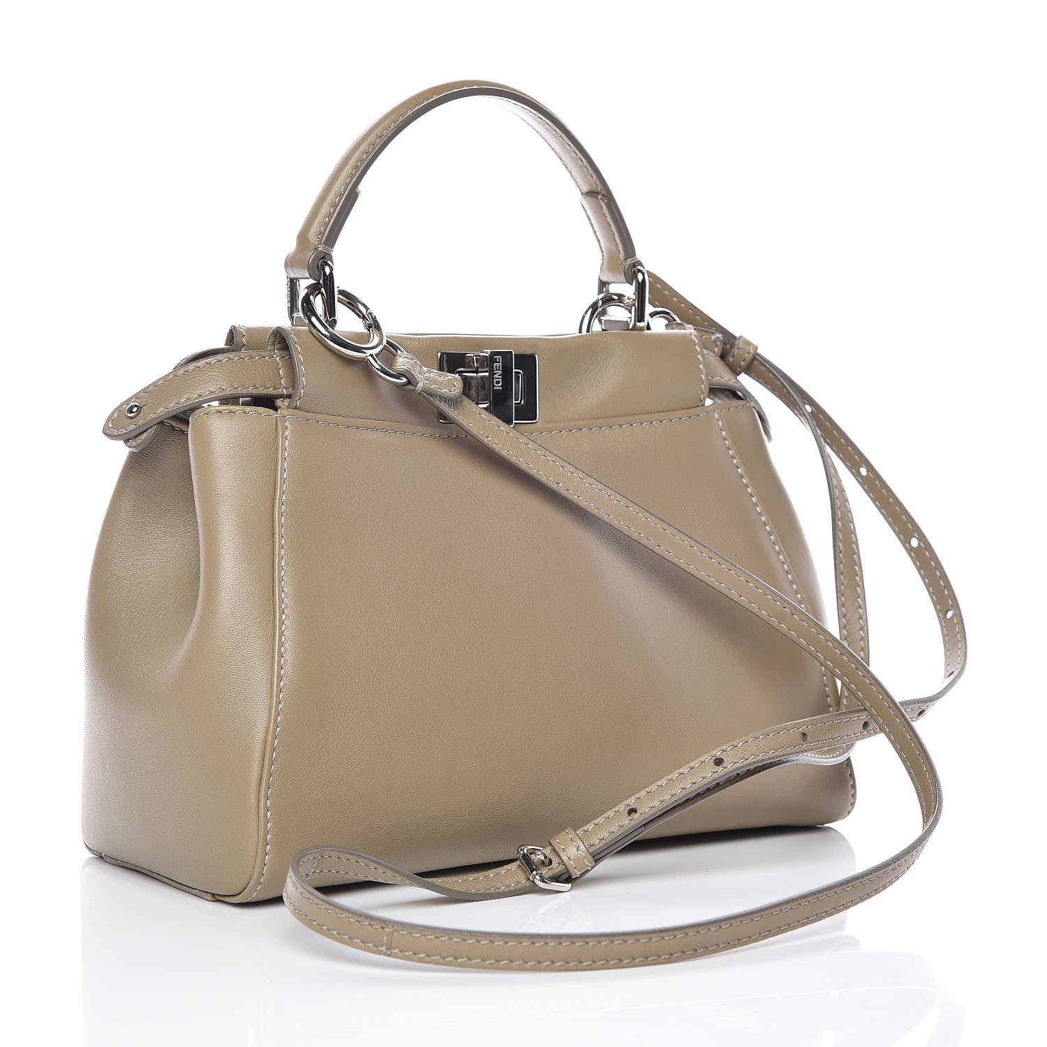 Fendi Nappa Mini Peekaboo Iconic Satchel Tortora 3 of 14