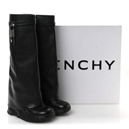 Givenchy Grained Calfskin Shark Lock Biker Knee Boots 39 Black 8 of 8